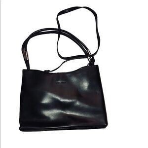 EUROMODE designer black leather purse bag w/ silver hardware